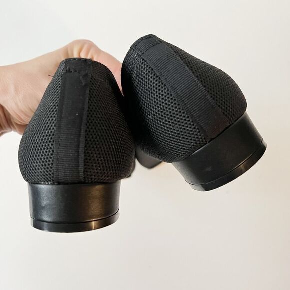 Halston Black Knit Low Heel Squared Pointed Toe Flats Kitten Heels Size‎ 11 - Picture 5 of 5